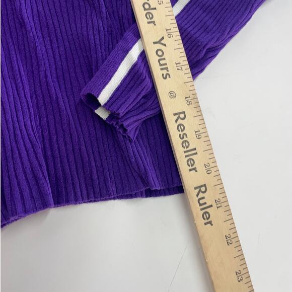 MILLY Sweater Womens P XX Small Purple Racer Stripe Turtleneck Ribbed Knit - Picture 8 of 10